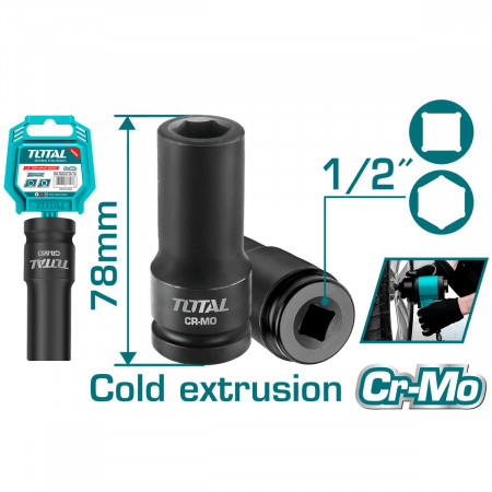 Cheie tubulara de impact, 1/2", 17 mm, CrMo THDIS12171L