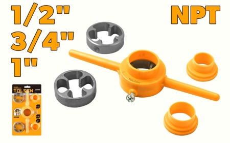 Set de filetare tevi PVC, 1/2-3/4-1, 6 piese 33008