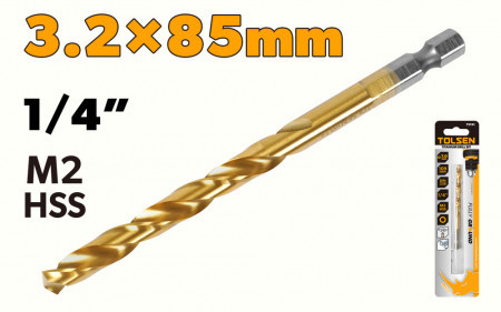 Burghiu pentru metal, 3,2 mm, acoperit cu nitrura de titan, coada hexagonala 75181