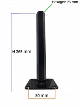 Manicot roata motocultor baza patrata (h 265mm - Hexagon 23mm) 13501
