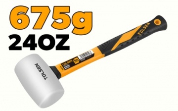 Ciocan de cauciuc 675 g alb, maner din fibra de sticla GRIPro, Industrial 25177