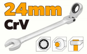 Cheie combinata cu clichet cap flexibil, 24mm 15250