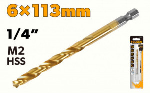 Burghiu pentru metal, 6 mm, acoperit cu nitrura de titan, coada hexagonala 75189