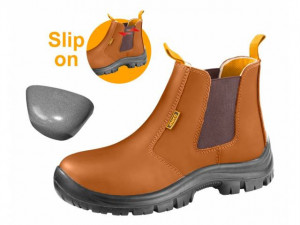 Cizme protectie, piele intoarsa, varf metalic