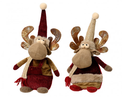 Set 2 figurine decorative pentru Crăciun, ren de plus pentru Crăciun, 30 centimetri, textil