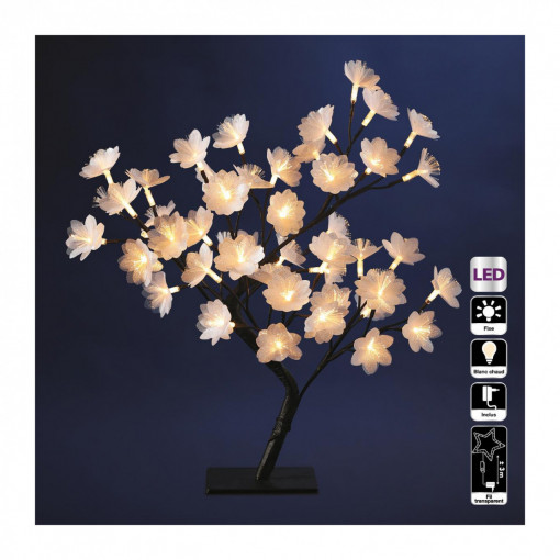 Pom decorativ cu leduri pentru Craciun, flori de magnolia, functie veioza, alimentare 230 V, inaltime 50 cm
