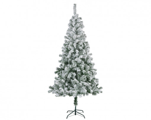 Brad artificial frosted Oslo, aspect nins, 210 centimetri, 458 crengute, aspect 3D, PVC, suport metalic