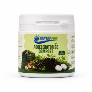 Accelerator de compost SepticPro Kompost Plus, 12 tablete, pentru până la 12 m³ de compost, bacterii și enzime pentru compostare rapidă