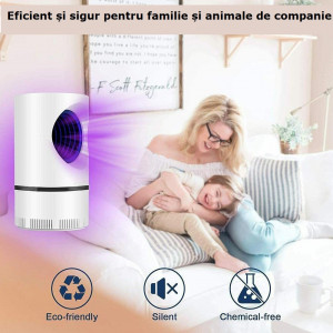 Aparat anti tantari, anti muste cu lumina UV, alimentare USB, putere 5W, 21 cm, alb