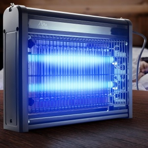 Aparat profesional anti insecte, 2 tuburi UV, lampă cu ultraviolete de putere 9 W, dimensiune 33.6 x 25.4 x 7.3 cm, negru