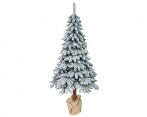 Brad artificial Canadian Frost, 180 cm, trunchi înalt din lemn natural 100% FSC, ace 3D, diametru 85 cm, cu zăpadă