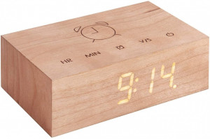Ceas de masa cu afisaj digital si din lemn natur