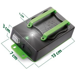 Dispozitiv anti dihori și jderi pentru autoturisme garaje sau poduri, alimentare 12 V și alimentare pe baterii, frecvență variabilă 12–24 kHz, senzor auto-off, lumină intermitentă