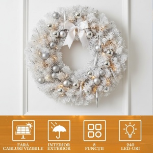 Instalație brad Crăciun, 1800 cm, lumină caldă, cablu alb/transparent, 8 funcții, timer, 240 LED-uri, IP-44, pentru interior/exterior