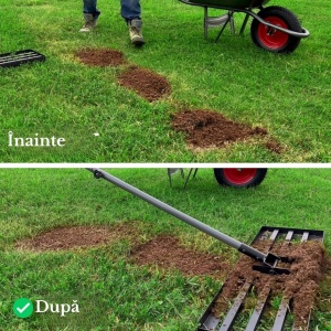 Nivelator pentru gazon 30x90x175cm, oțel, mâner telescopic inclus, pentru nivelare și top dressing, greutate 5.2 kg