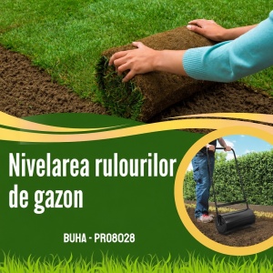 Tăvălug gazon și grădină profesional 61 litri, dimensiune 80 x 28 cm, umplere apă/nisip, oțel inoxidabil, pentru nivelare gazon, negru