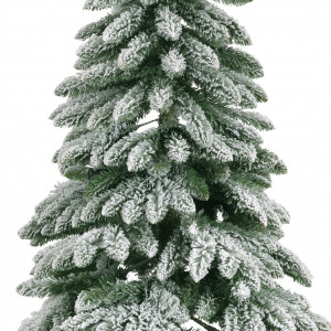 Brad artificial Canadian Frost, 80 cm, trunchi înalt din lemn natural 100% FSC, ace 3D, diametru 30 cm, cu zăpadă
