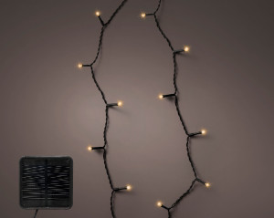 Instalație brad solară pentru Crăciun cu LED-uri, 9 metri, lumină caldă, cablu negru, 8 funcții, 120 LED-uri, IP-44, pentru exterior, panou solar
