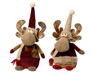 Set 2 figurine decorative pentru Crăciun, ren de plus pentru Crăciun, 30 centimetri, textil
