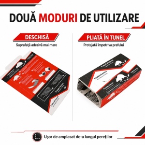 Set 3 x Capcană cu lipici pentru șoareci pe carton fără otravă,  21 × 13 cm, set 3 bucăți