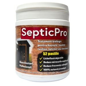 Bioactivator Buha SepticPro, tratament pastile pentru WC, Hazna, Latrină sau Closet, 52 de pastile,  6-12 luni