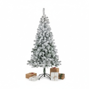 Brad artificial frosted Oslo, aspect nins, 180 centimetri, 300 crengute, aspect 3D, PVC, suport metalic