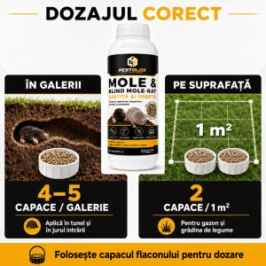 Granule anti orbete și cârtițe PestBlox, împotriva orbeteluicățelului pământului, repelent olfactiv, 1 litru