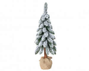 Brad artificial Canadian Frost, 65 cm, trunchi înalt din lemn natural 100% FSC, ace 3D, diametru 25 cm, cu zăpadă