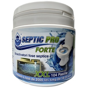 Pastile fosă septică SepticPro Forte XXL, 104 pastile, bioactivatori cu bacterii active pentru 18-24 luni, tratare 2000-3000 litri, reactivare & întreținere