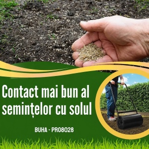 Tăvălug gazon și grădină profesional 61 litri, dimensiune 80 x 28 cm, umplere apă/nisip, oțel inoxidabil, pentru nivelare gazon, negru