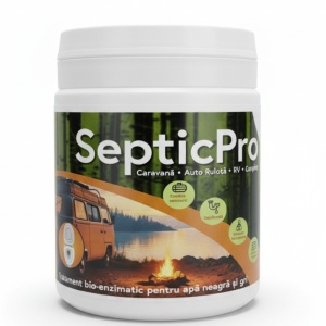 Tratament Bio-Enzimatic SepticPro Camper RV, pentru toalete și rezervoare de apă neagră și gri ( Caravane, Rulote, RV, Camping) eliminare mirosuri, desfundare și curățare senzori, 52 de pastile