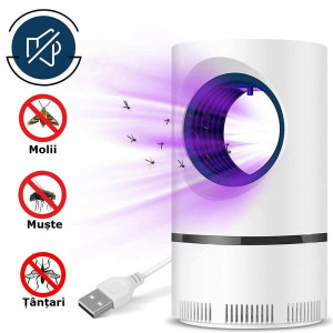 Aparat anti tantari, anti muste cu lumina UV, alimentare USB, putere 5W, 21 cm, alb