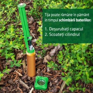Aparat profesional anti cârtițe și furnici cu vibrații & ultrasunete, acoperire 1250 m², alimentare pe baterii 