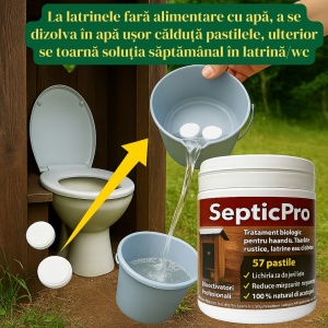 Bioactivator Buha SepticPro, tratament pastile pentru WC, Hazna, Latrină sau Closet, 52 de pastile,  6-12 luni