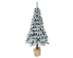 Brad artificial Canadian Frost, 210 cm, trunchi înalt din lemn natural 100% FSC, ace 3D, diametru 102 cm, cu zăpadă