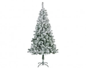 Brad artificial frosted Oslo, aspect nins, 180 centimetri, 300 crengute, aspect 3D, PVC, suport metalic