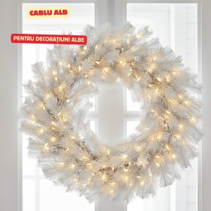 Instalație brad Crăciun, 1800 cm, lumină caldă, cablu alb/transparent, 8 funcții, timer, 240 LED-uri, IP-44, pentru interior/exterior
