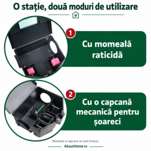 Stație de intoxicare șoareci pentru capcane și momeală, geam de vizitare 18 x 16,5 x 8,5 cm, negru, cu cheie - Img 8