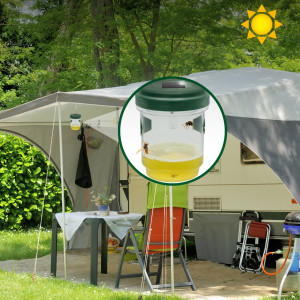 Capcană solară anti viespi, anti gărgăuni, anti țânțari, funcționare zinoapte, 2 intrări, LED-uri 