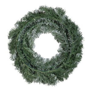 Coroniță de ușă pentru Crăciun Everlands, cu zăpadă, diametru 60 cm, 200 rămurele, din brad artificial