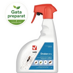 Insecticid Draker RTU gata preparat, pentru gândaci, ploșnițe, căpușe, țânțari, muște 1 litru