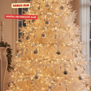 Instalație brad Crăciun, 2700 cm, lumină caldă, cablu alb/transparent, 8 funcții, timer, 360 LED-uri, IP-44, pentru interior/exterior