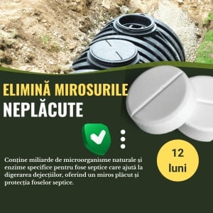 Pastile pentru fosa septică, bioactivatori cu acțiune 12 luni, 52 pastile, fose până la 3000 litri