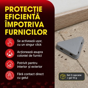 Set 2 x Capcane profesionale pentru furnici cu gel insecticid Foval, 10 g, imidacloprid 0,01% +substanță amară