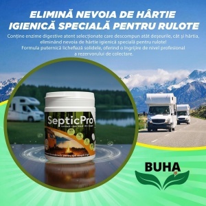 Tratament Bio-Enzimatic pentru toalete și rezervoare de apă neagră și gri ( Caravane, Rulote, RV, Camping) eliminare mirosuri, desfundare și curățare senzori, 52 de pastile