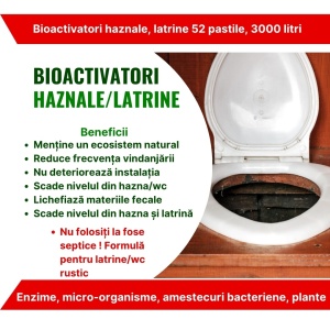 Bioactivator Buha SepticPro, tratament pastile pentru WC, Hazna, Latrină sau Closet, 52 de pastile,  6-12 luni