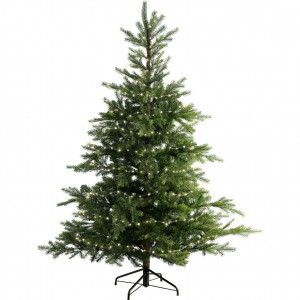 Instalație brad Crăciun cu micro LED-uri, 2395 cm, lumină caldă, cablu argintiu/transparent, 8 funcții, timer, 480 LED-uri, IP-44, pentru interior/exterior, alimentare 230 V