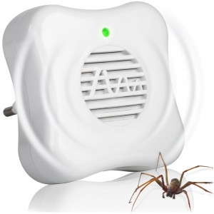 Aparat anti păianjeni cu ultrasunete, acoperire 25 m², 27000 Hz, alimentare 230V, non-toxic, efect rapid