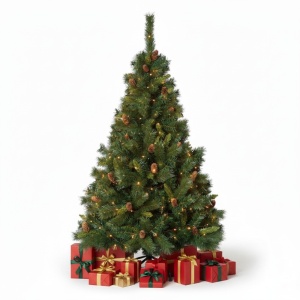 Brad artificial cu conuri de brad premium Buha ®, 435 crengute, cu suport metalic, 150 cm, 2 parti, diametru 86 cm, verde
