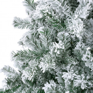 Brad artificial frosted Oslo, aspect nins, 180 centimetri, 300 crengute, aspect 3D, PVC, suport metalic